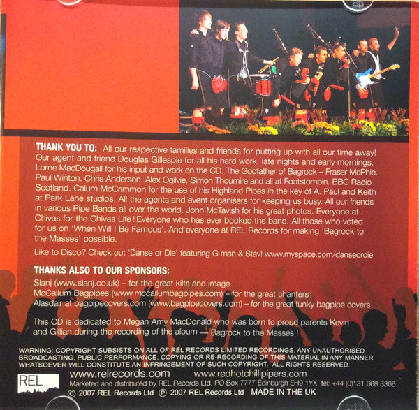 Red Hot Chilli Pipers : Bagrock To The Masses (CD, Album)