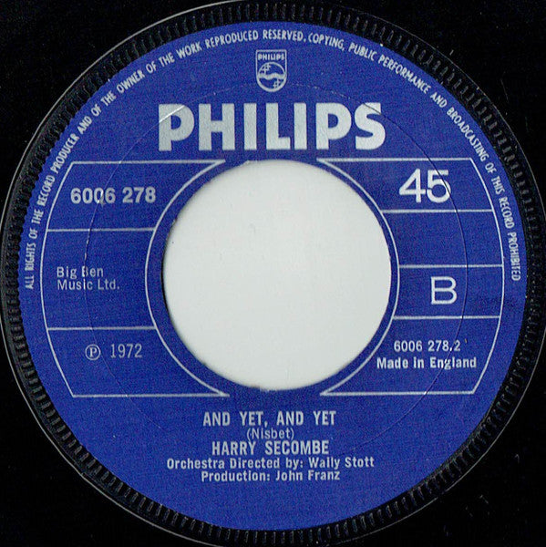 Harry Secombe : For My Love (7")