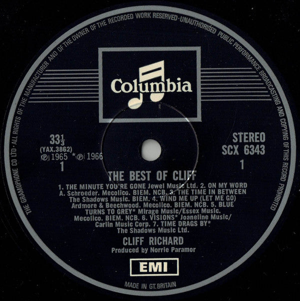 Cliff Richard : The Best Of Cliff (LP, Album, Comp, RE)