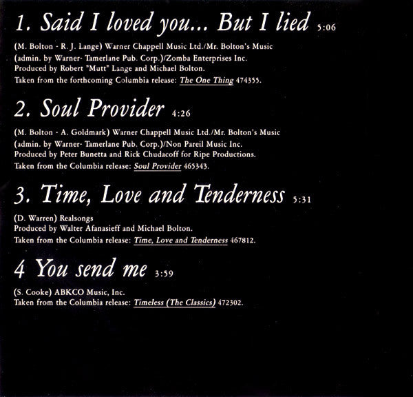 Michael Bolton : Said I Loved You... But I Lied (CD, Maxi)