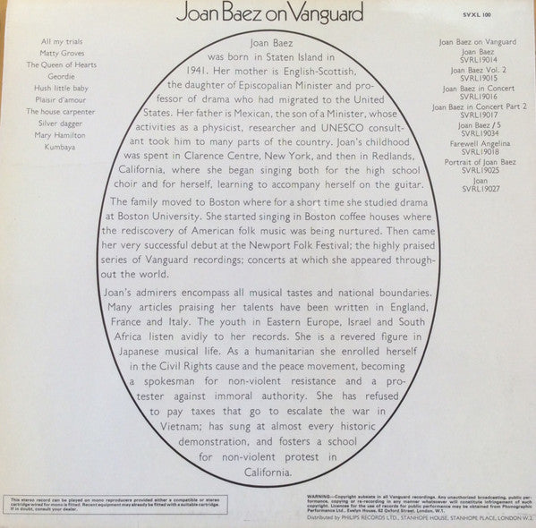 Joan Baez : Joan Baez On Vanguard (LP, Comp)