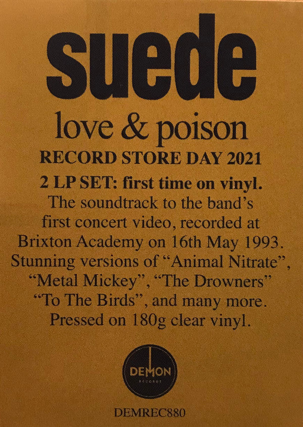 Suede : Love & Poison (Live At The Brixton Academy, 16th May 1993) (2xLP, Album, RSD, Ltd, Cle)
