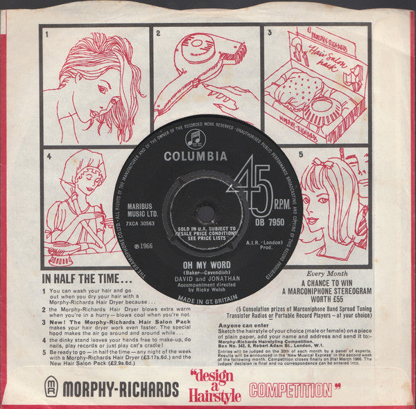 David & Jonathan : Lovers Of The World Unite (7")