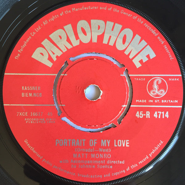 Matt Monro : Portrait Of My Love (7", Single)
