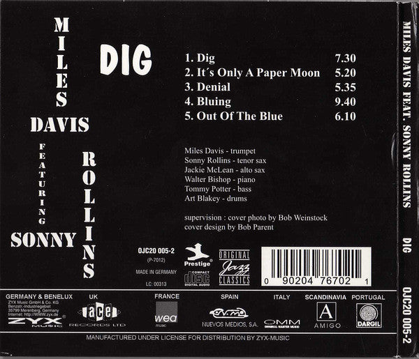 Miles Davis Featuring Sonny Rollins - Dig (CD) (Very Good Plus (VG)) - DaddyPop
