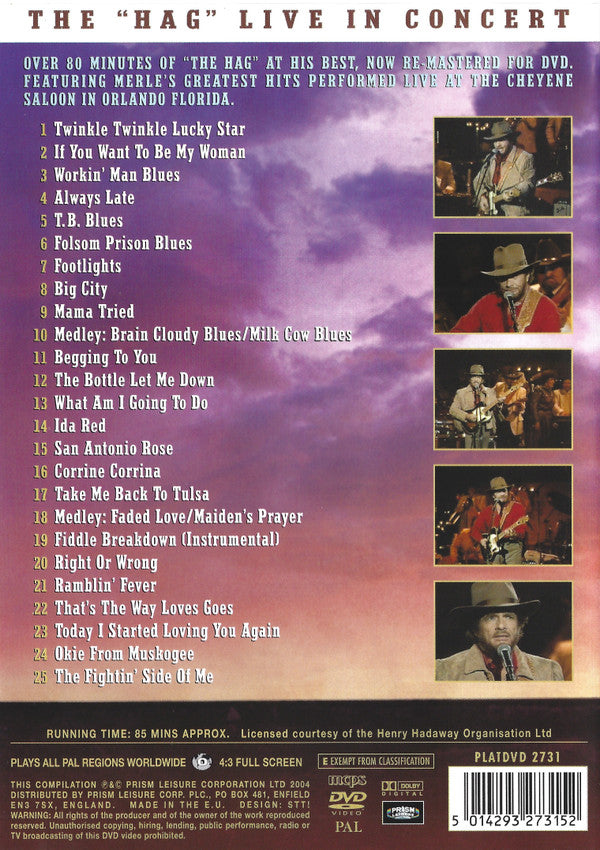 Merle Haggard : The "Hag" Live In Concert (DVD, PAL)