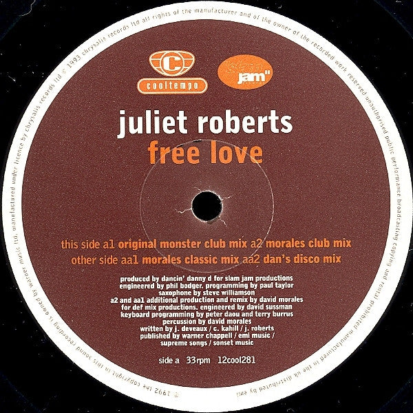 Juliet Roberts : Free Love (12", Single)