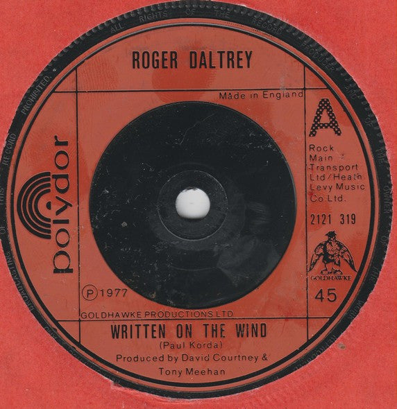 Roger Daltrey : Written On The Wind (7", Single)