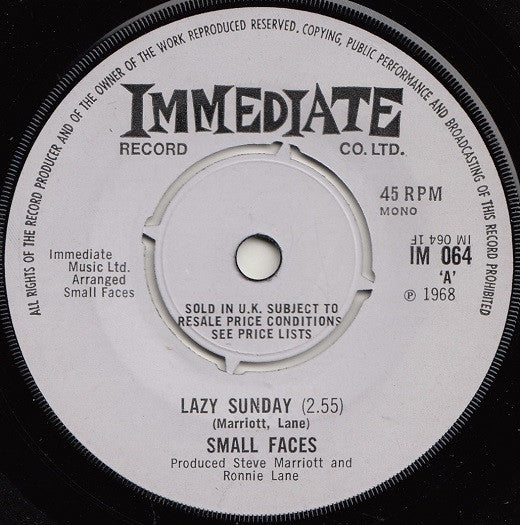 Small Faces : Lazy Sunday (7", Mono)