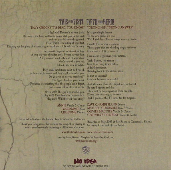 Fifth Hour Hero / This Is My Fist : Fifth Hour Hero / This Is My Fist (7", RP, Gra)