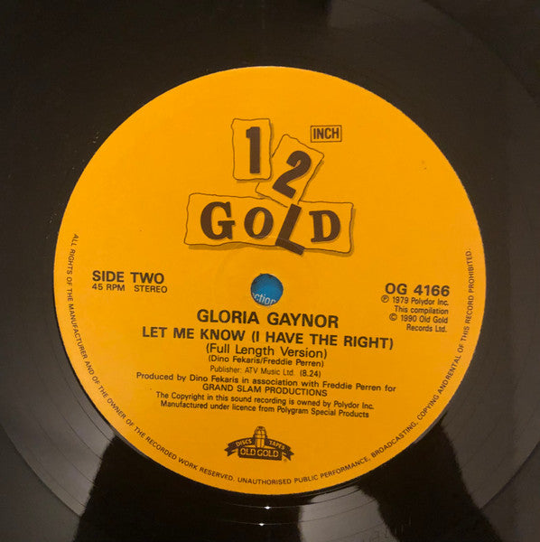 Gloria Gaynor : I Will Survive / Let Me Know (I Have The Right) (12", Maxi, RE, alt)