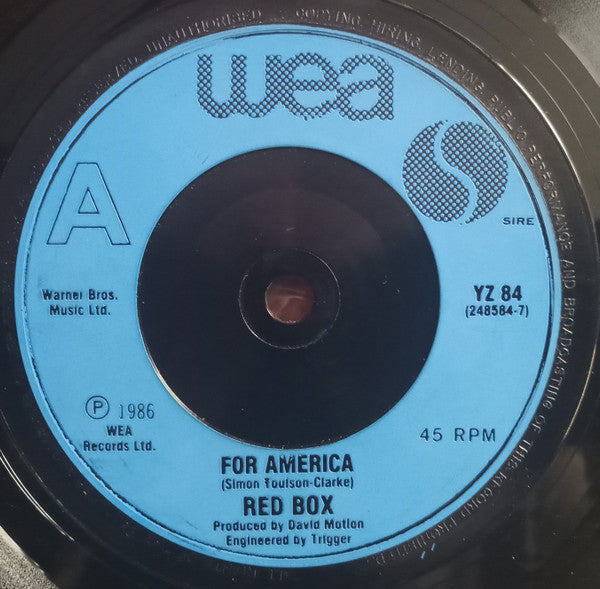 Red Box : For America (7", Single, Blu)