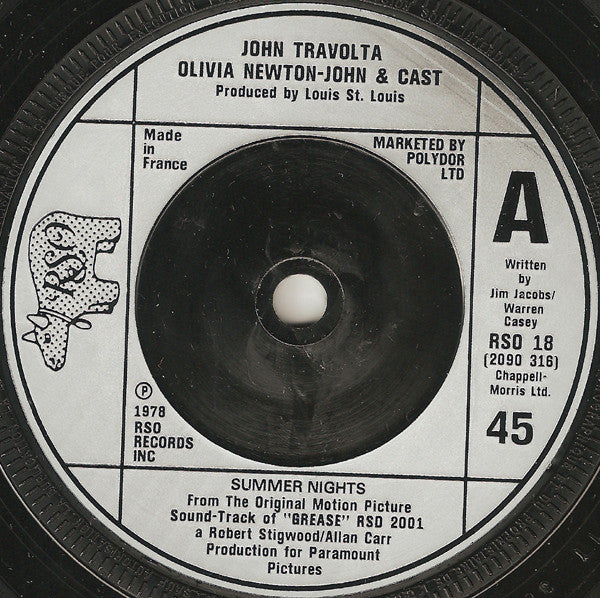 John Travolta, Olivia Newton-John & Cast* / Louis St. Louis : Summer Nights / Rock 'n' Roll Party Queen (7", Single, Sil)