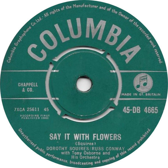 Dorothy Squires / Russ Conway With Tony Osborne And His Orchestra : Say It With Flowers (7")
