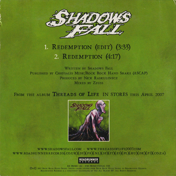 Shadows Fall : Redemption (CD, Single, Promo)