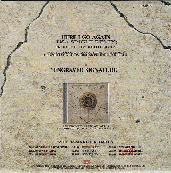 Whitesnake : Here I Go Again (USA Single Remix) (7", S/Sided, Single, Pos)
