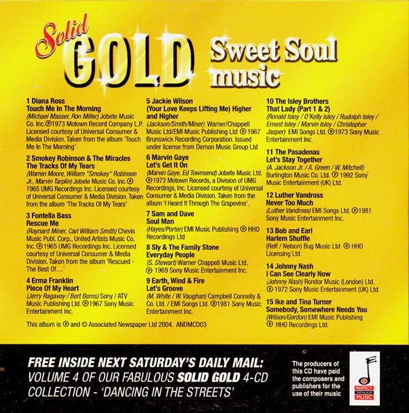 Various : Solid Gold (Volume Three - Sweet Soul Music) (CD, Comp)