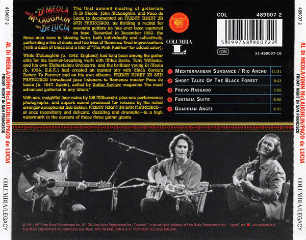 John McLaughlin, Al Di Meola, Paco De Lucía : Friday Night In San Francisco (HDCD, Album, RE, RM)