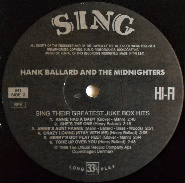 Hank Ballard & The Midnighters : Their Greatest Juke Box Hits (LP, Comp, RE)