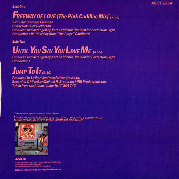 Aretha Franklin : Freeway Of Love (The Pink Cadillac Mix) (12", RE, Pin)