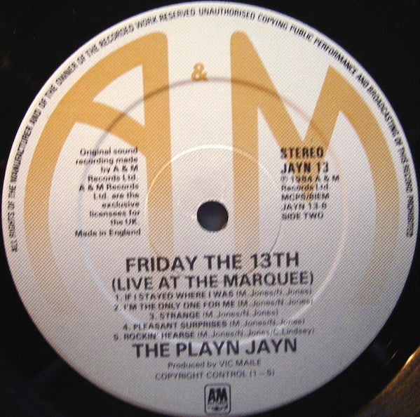 The Playn Jayn : Friday The 13th (Live At The Marquee) (LP, Album, Ltd)