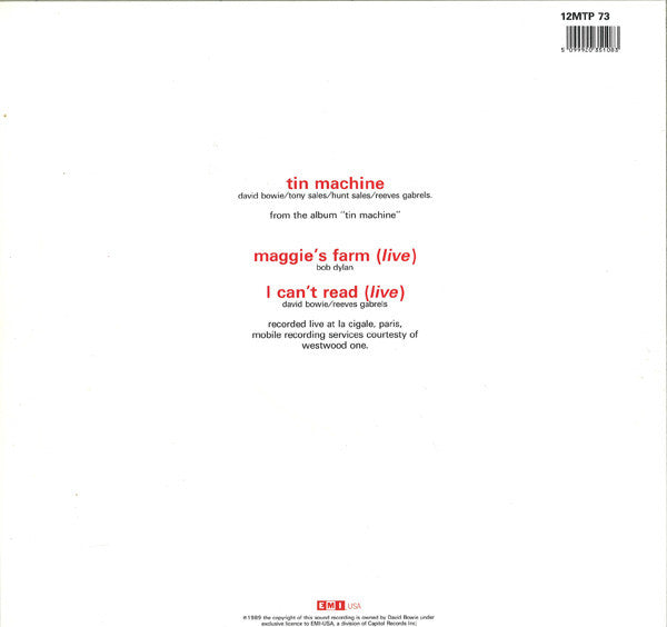 Tin Machine : Maggie's Farm (Live) + Tin Machine (12", Single, Ltd, Pos)
