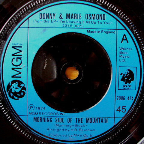 Donny & Marie Osmond : Morning Side Of The Mountain (7")