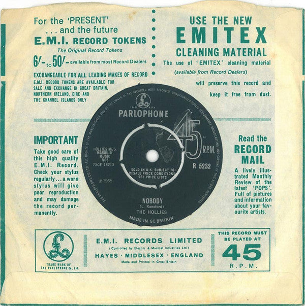 The Hollies : Yes I Will (7", Single)