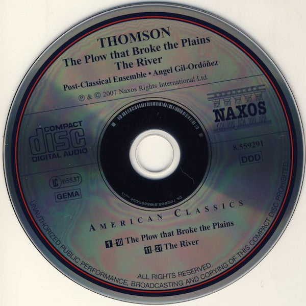 Virgil Thomson, Post-Classical Ensemble, Angel Gil-Ordóñez : The Plow That Broke The Plains / The River (CD, Album)
