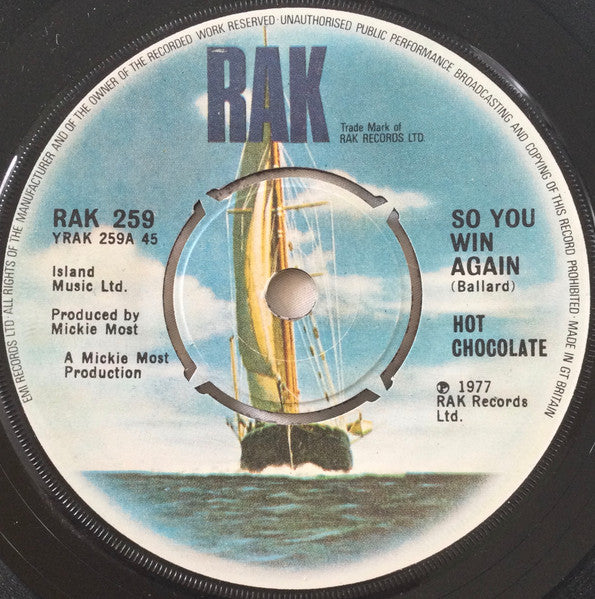 Hot Chocolate : So You Win Again (7", Single)