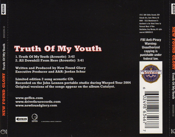 New Found Glory : Truth Of My Youth (CD, Single, Ltd)