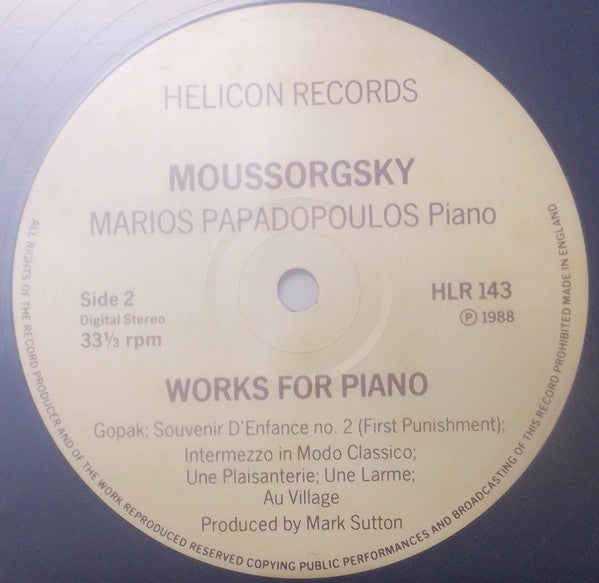 Modest Mussorgsky, Marios Papadopoulos : Pictures At An Exhibition - Works For Piano (LP, Album)