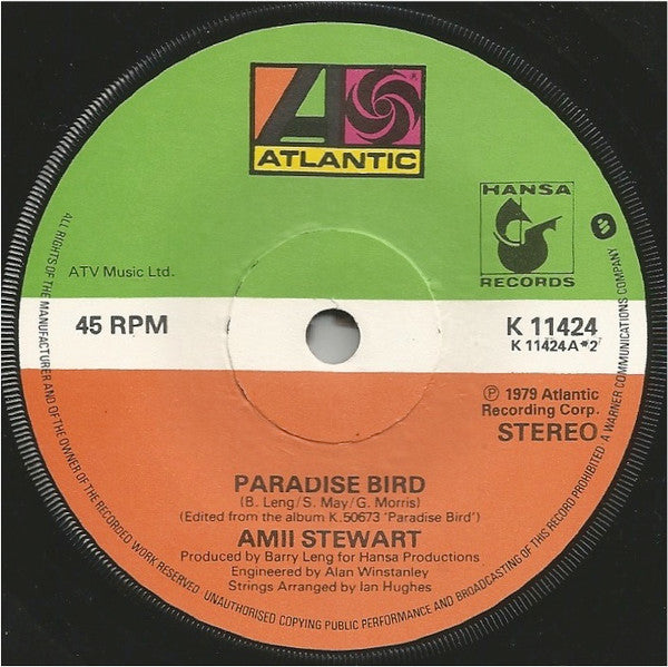 Amii Stewart - The Letter Paradise Bird (7) (Very Good (VG)) - DaddyPop