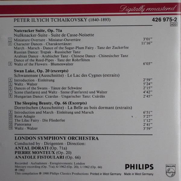 Pyotr Ilyich Tchaikovsky, London Symphony Orchestra, Antal Dorati, Pierre Monteux, Anatole Fistoulari : Ballet Music (Nutcracker • Swan Lake • Sleeping Beauty) (CD, Comp, RM)