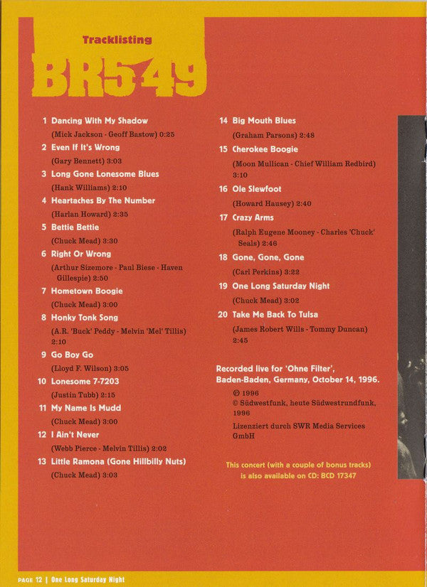 BR549 : One Long Saturday Night (DVD, NTSC)