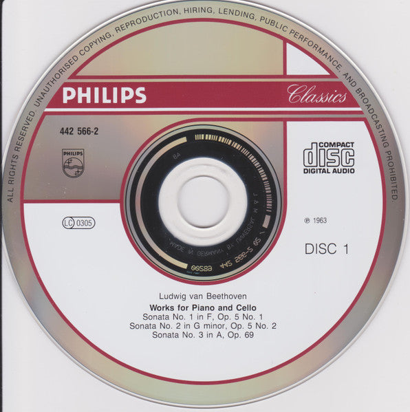 Ludwig van Beethoven - Mstislav Rostropovich, Sviatoslav Richter, Maurice Gendron, Jean Françaix : Complete Music For Cello And Piano (2xCD, Comp, RE, RM)