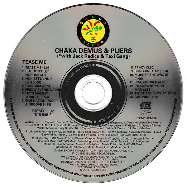 Chaka Demus & Pliers : Tease Me (CD, Album, RE)