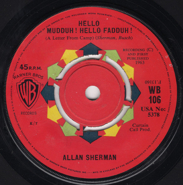 Allan Sherman - Hello Muddah! Hello Fadduh! (A Letter From Camp) (7) (Good Plus (G)) - DaddyPop