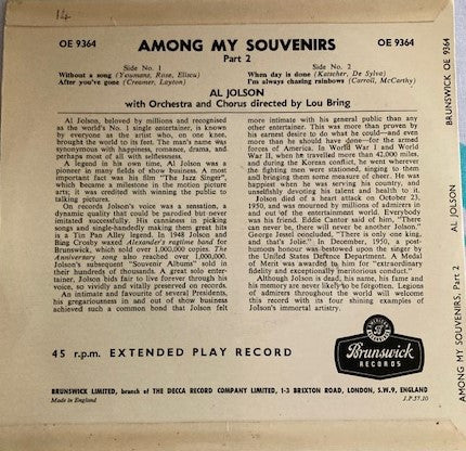 Al Jolson - Among My Souvenirs Part 2 (7) (Good (G)) - DaddyPop