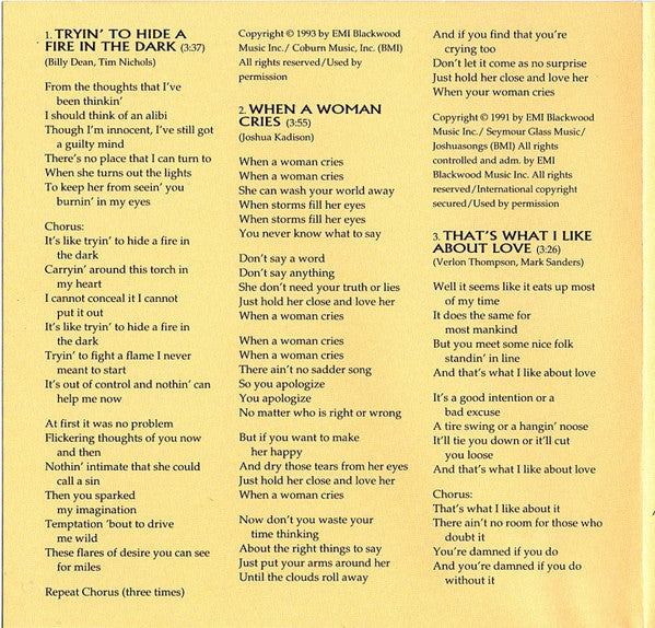 Billy Dean : Fire In The Dark (CD, Album)