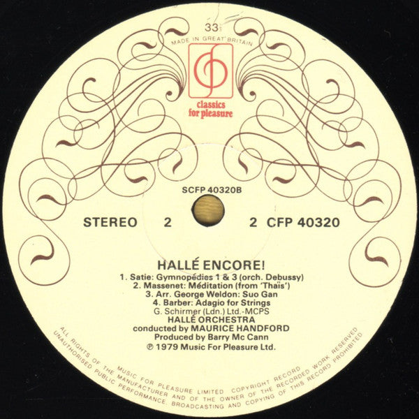 Hallé Orchestra, Maurice Handford : Hallé Encore! (LP)