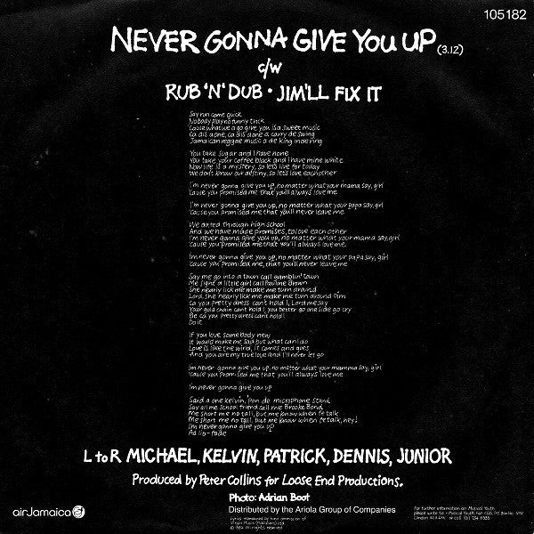 Musical Youth : Never Gonna Give You Up (7", Single)