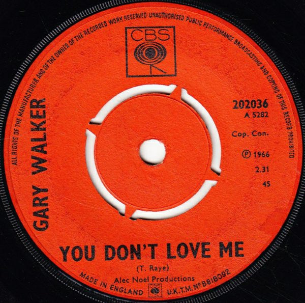 Gary Walker : You Don't Love Me (7", Single, Pus)