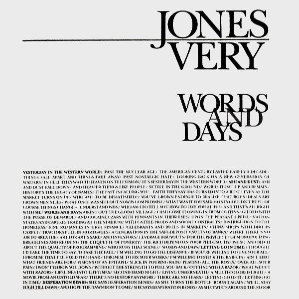 Jones Very - Words And Days (CD) (Very Good Plus (VG)) - DaddyPop