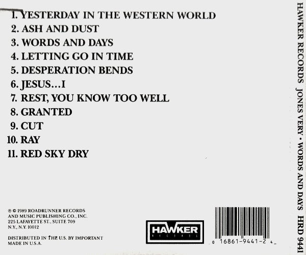Jones Very - Words And Days (CD) (Very Good Plus (VG)) - DaddyPop