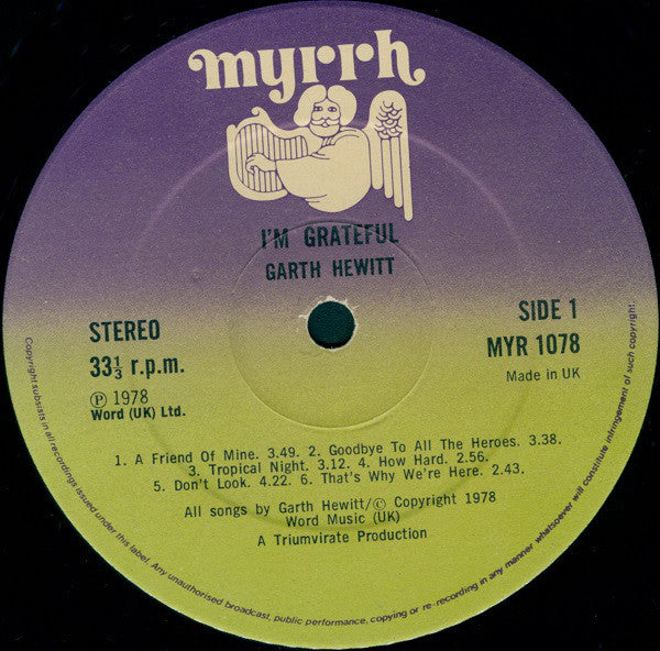 Garth Hewitt : I'm Grateful (LP, Album)