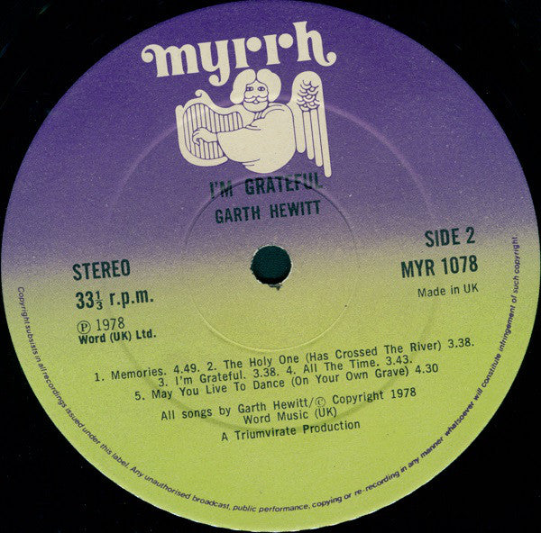 Garth Hewitt : I'm Grateful (LP, Album)