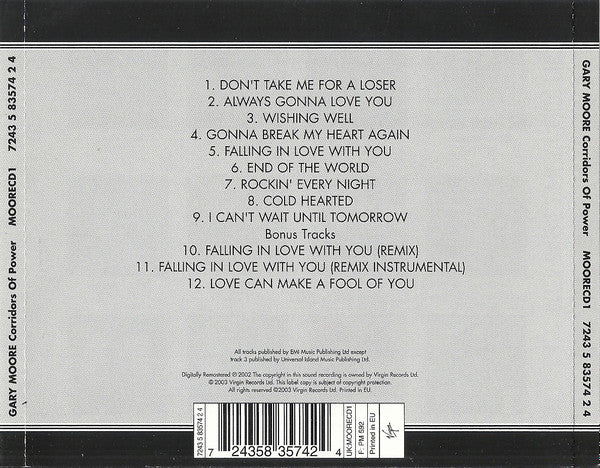 Gary Moore : Corridors Of Power (CD, Album, RE, RM)