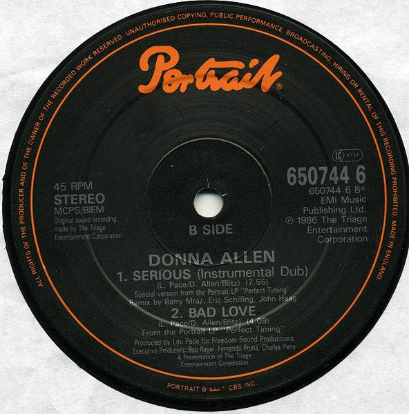 Donna Allen : Serious (Extended Remix) (12")