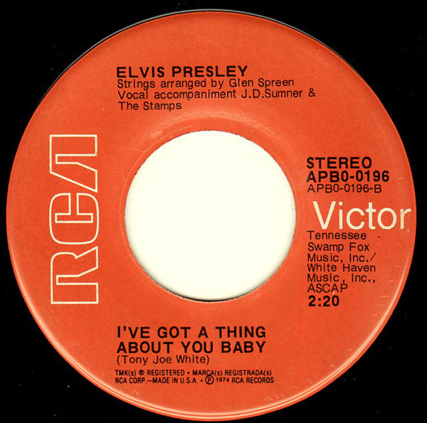 Elvis Presley : Take Good Care Of Her / I've Got A Thing About You Baby (7", Single, Ind)